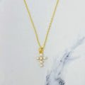 Shell Pearl Cross Necklace
