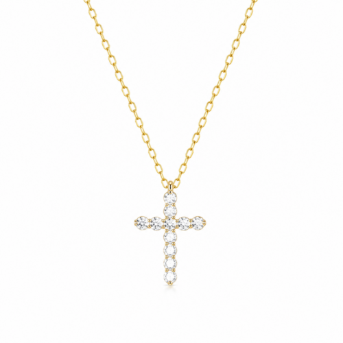 Faceted Crystal Cross Necklace